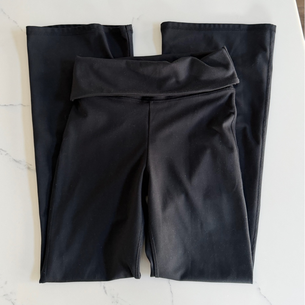 Abercrombie Kids High-rise, Fold-Over Top, Black Flare Leggings
